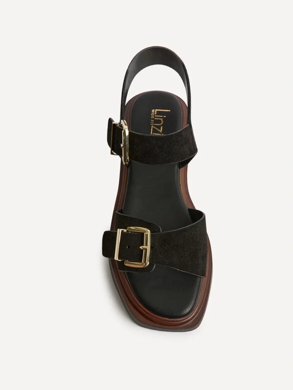 Source Wide Fit Black Flatform Buckle Sandals US size 8